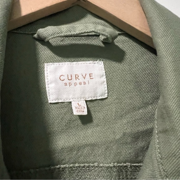 Curve Appeal Women’s Army Green Jacket Size Large Stretch - Picture 3 of 3